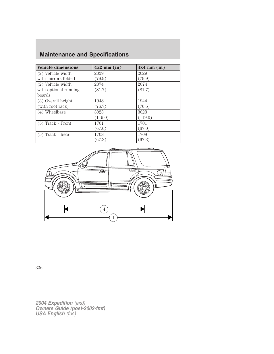 Maintenance and specifications | FORD 2004 Expedition v.2 User Manual | Page 336 / 352