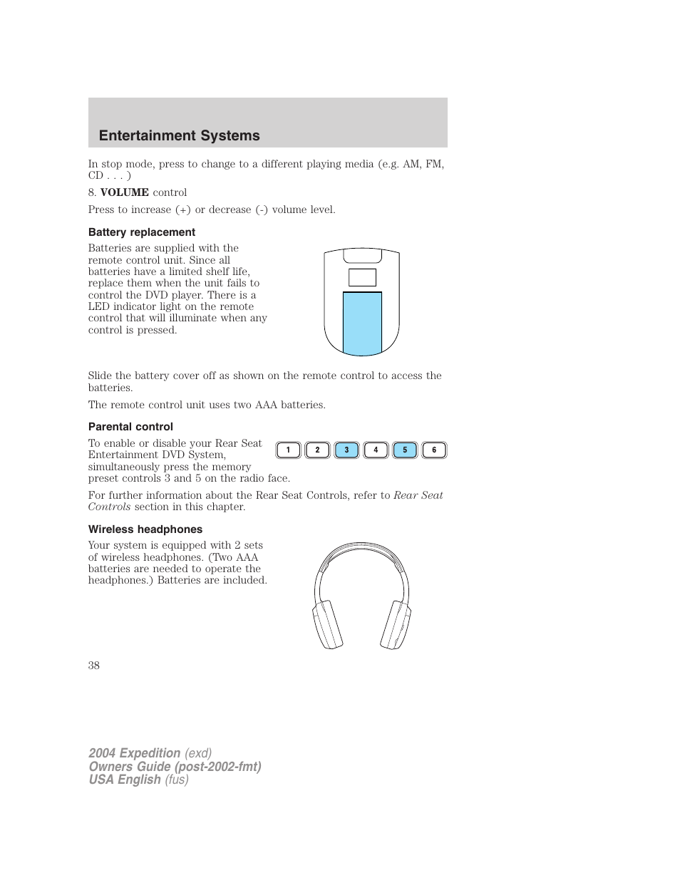Entertainment systems | FORD 2004 Expedition v.2 User Manual | Page 38 / 352