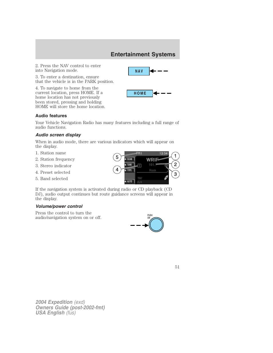 Entertainment systems | FORD 2004 Expedition v.2 User Manual | Page 51 / 352