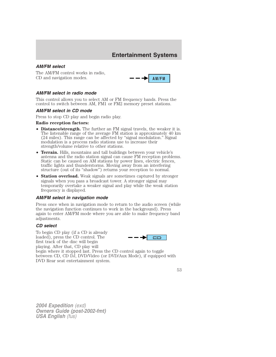 Entertainment systems | FORD 2004 Expedition v.2 User Manual | Page 53 / 352