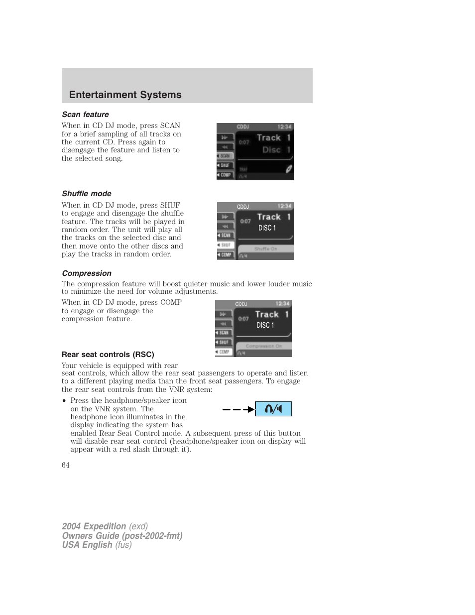 Entertainment systems | FORD 2004 Expedition v.2 User Manual | Page 64 / 352