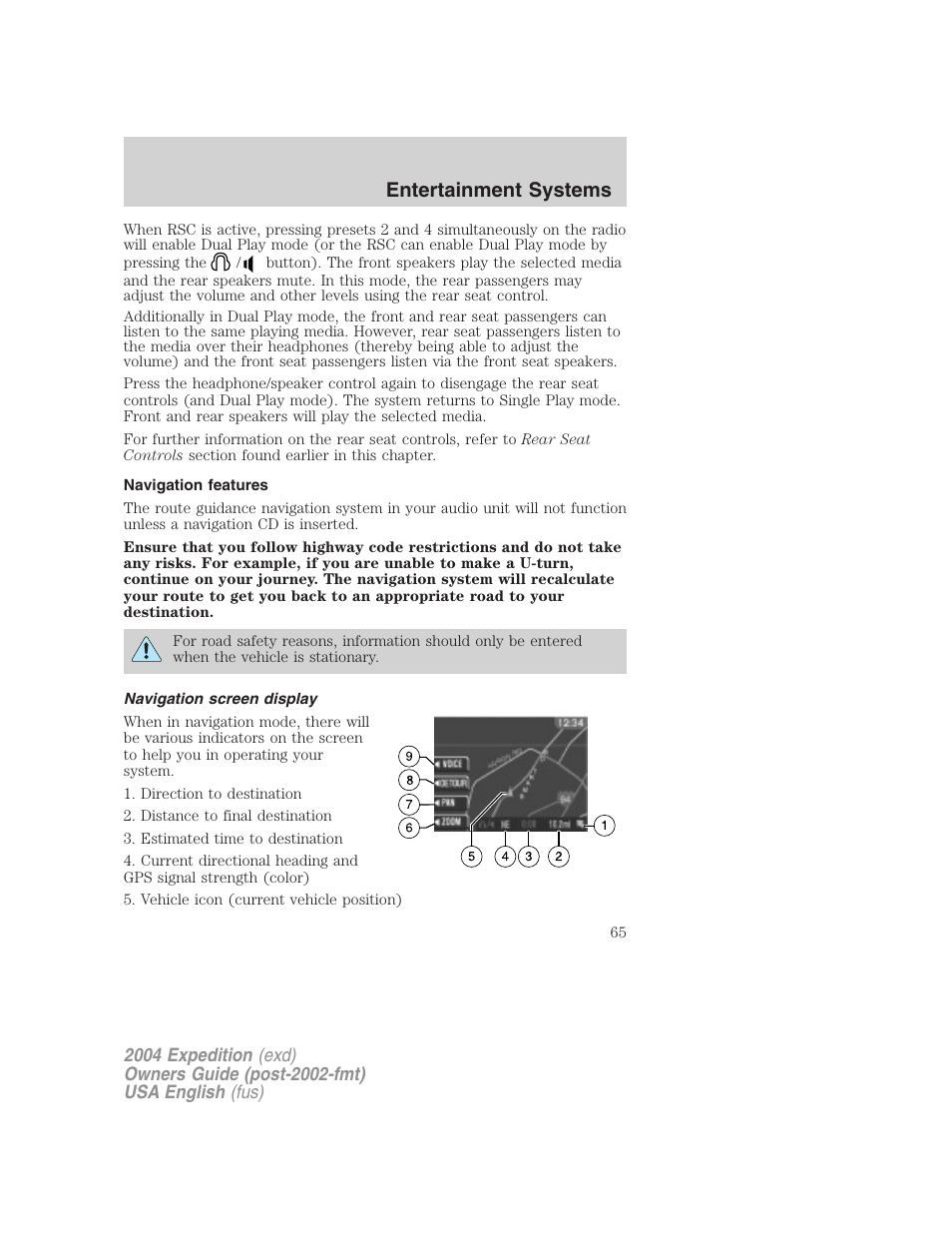 Entertainment systems | FORD 2004 Expedition v.2 User Manual | Page 65 / 352