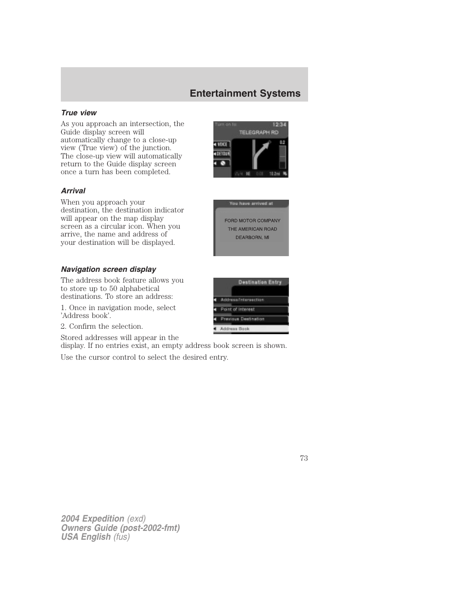 Entertainment systems | FORD 2004 Expedition v.2 User Manual | Page 73 / 352