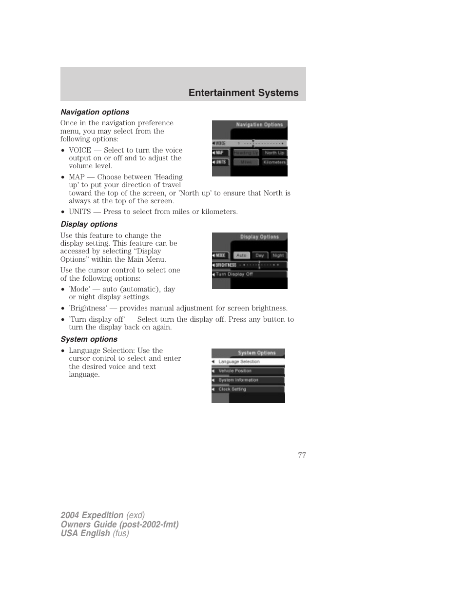 Entertainment systems | FORD 2004 Expedition v.2 User Manual | Page 77 / 352