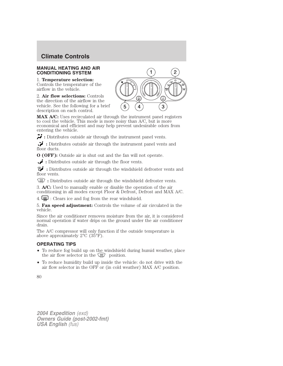 Climate controls | FORD 2004 Expedition v.2 User Manual | Page 80 / 352