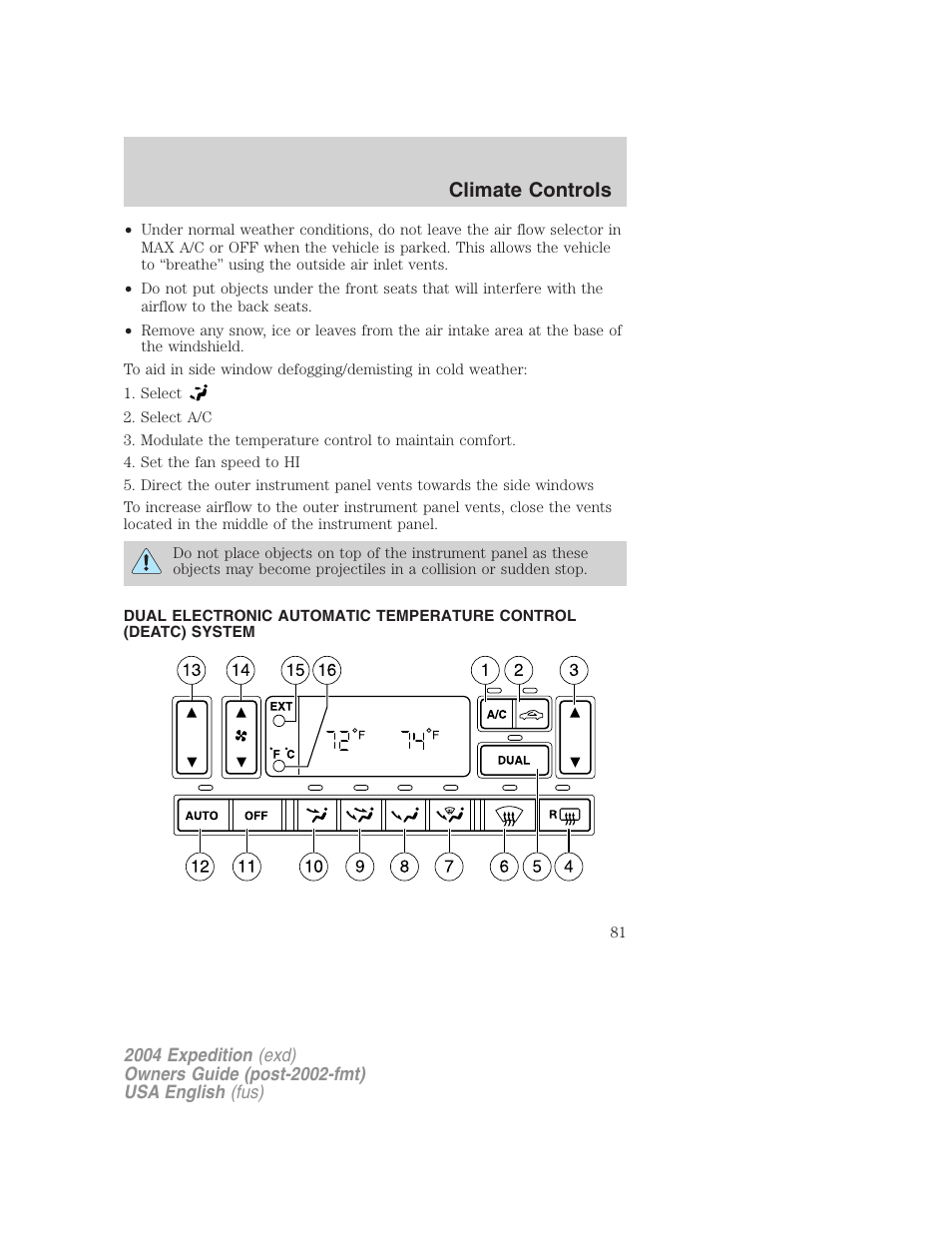 Climate controls | FORD 2004 Expedition v.2 User Manual | Page 81 / 352