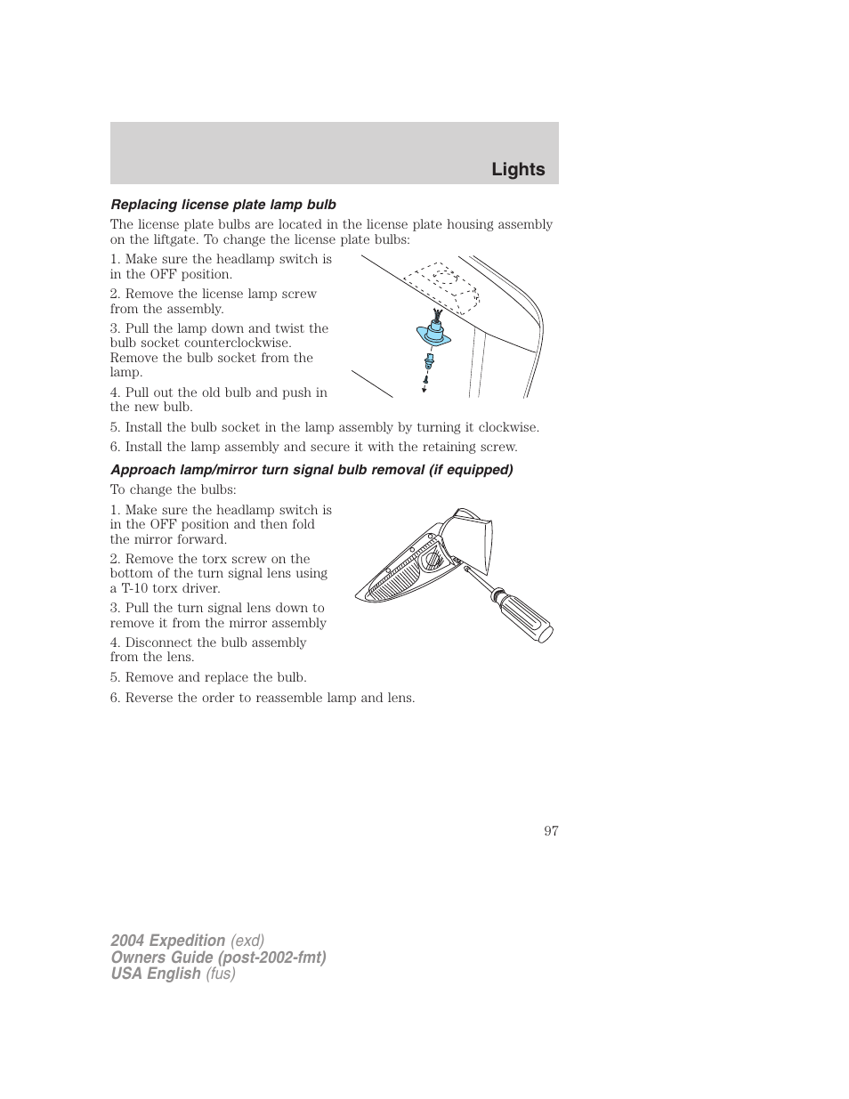 Lights | FORD 2004 Expedition v.2 User Manual | Page 97 / 352