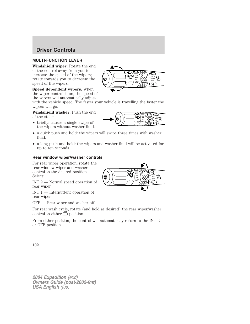 Driver controls | FORD 2004 Expedition v.3 User Manual | Page 102 / 360