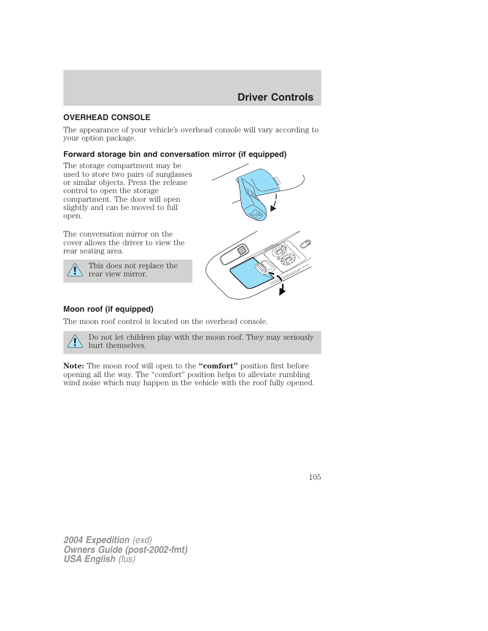 Driver controls | FORD 2004 Expedition v.3 User Manual | Page 105 / 360
