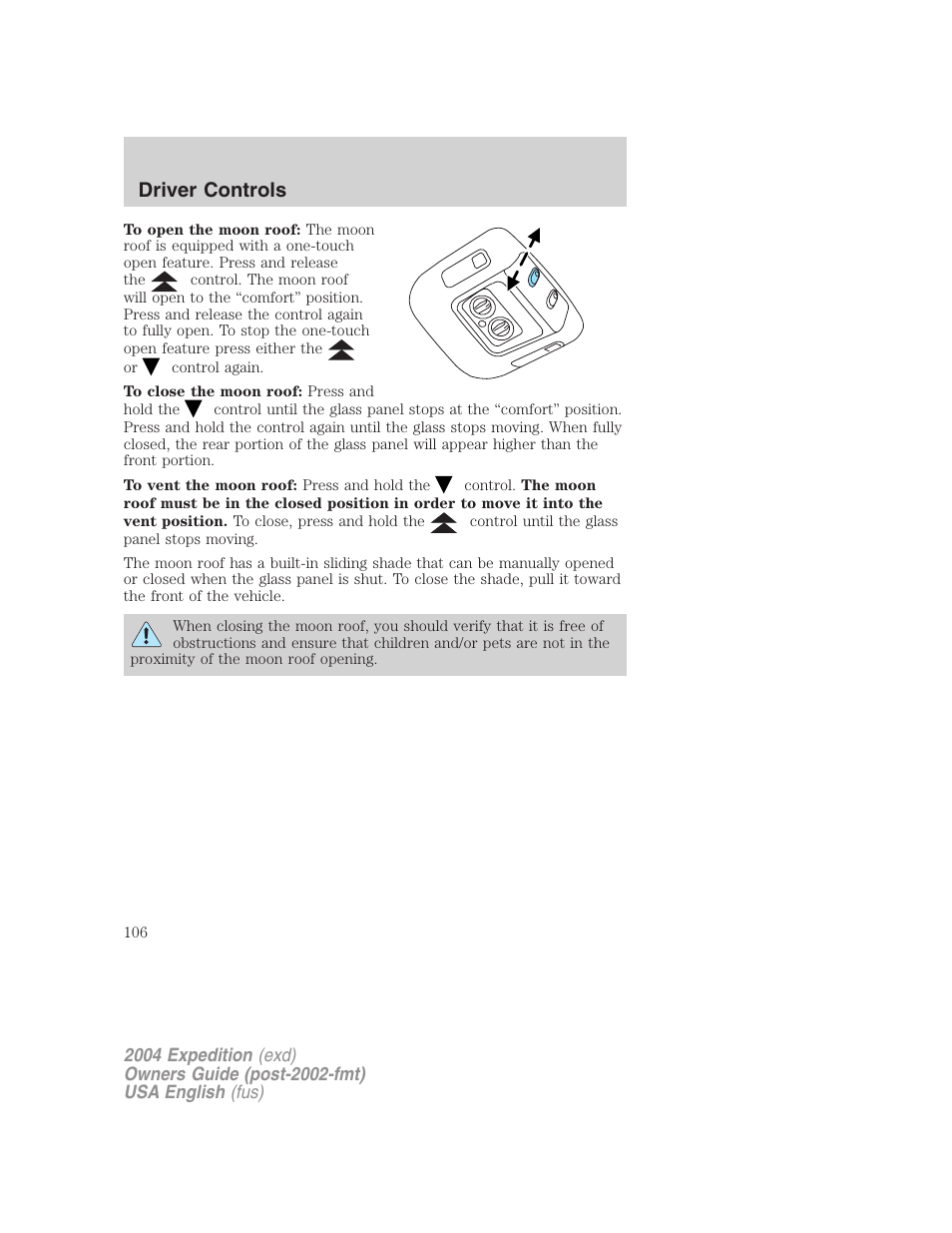 Driver controls | FORD 2004 Expedition v.3 User Manual | Page 106 / 360