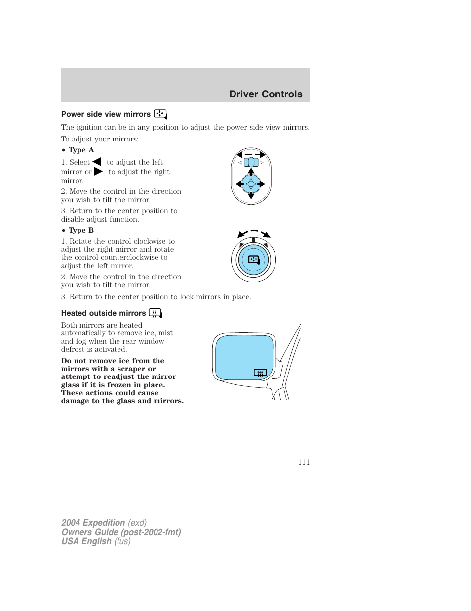 Driver controls | FORD 2004 Expedition v.3 User Manual | Page 111 / 360