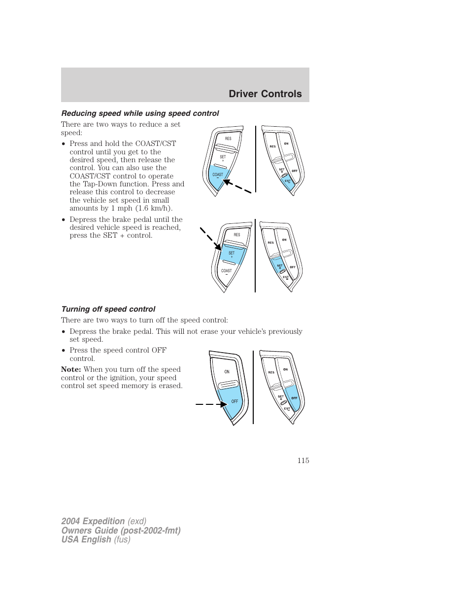 Driver controls | FORD 2004 Expedition v.3 User Manual | Page 115 / 360