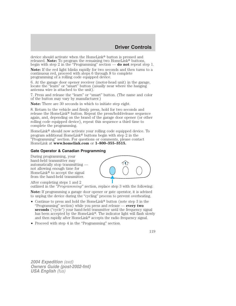Driver controls | FORD 2004 Expedition v.3 User Manual | Page 119 / 360