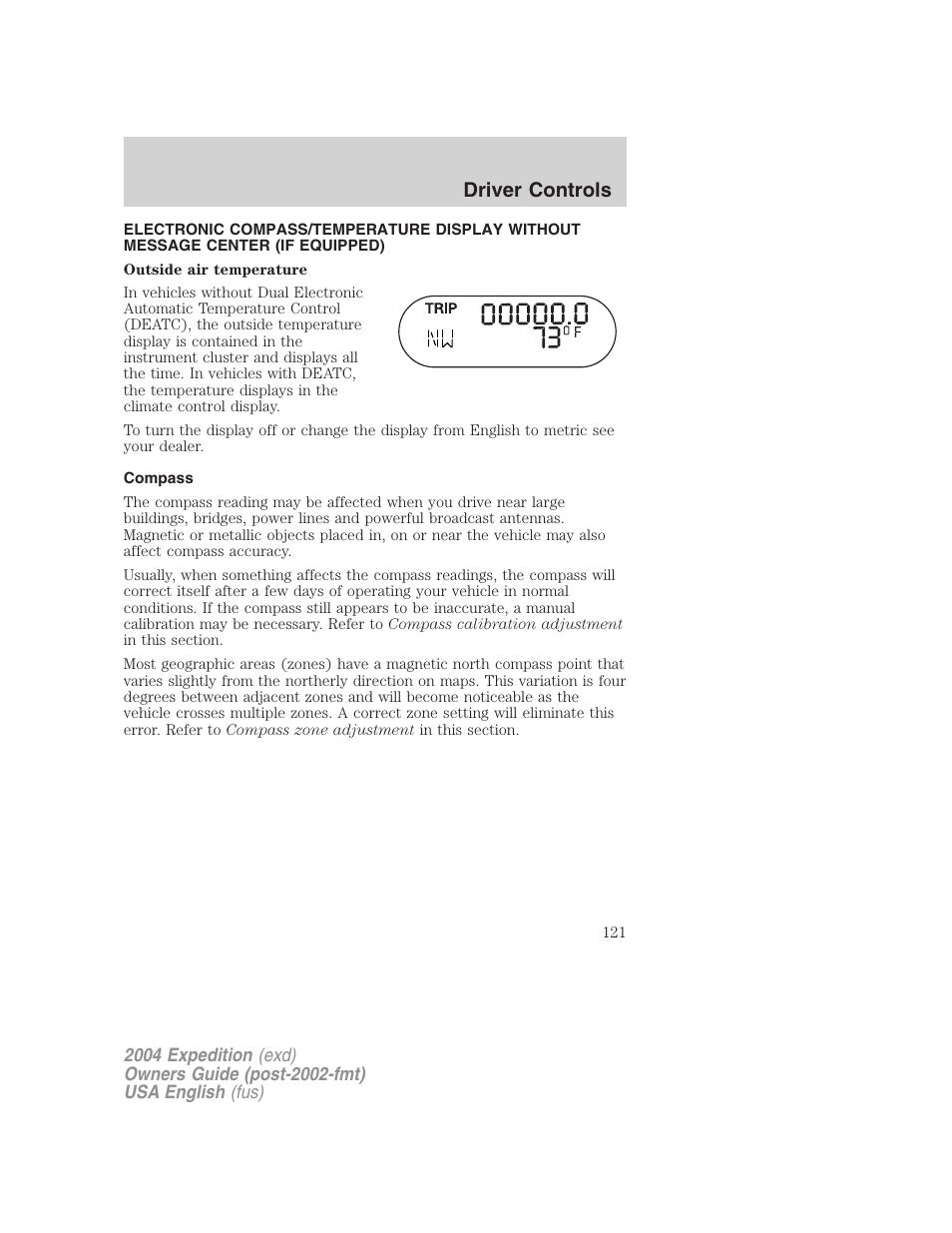 Driver controls | FORD 2004 Expedition v.3 User Manual | Page 121 / 360