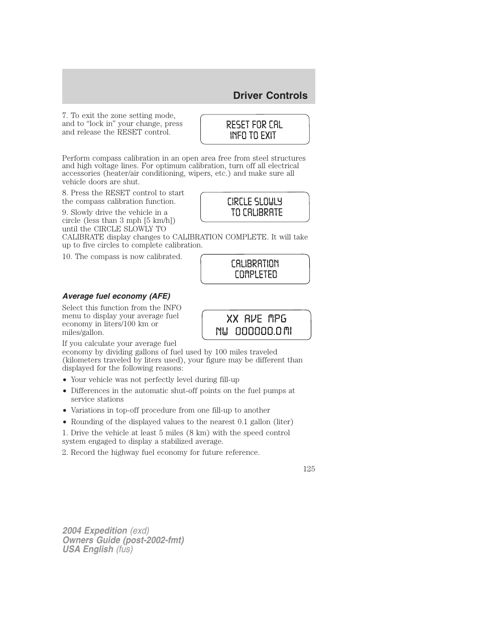 Driver controls | FORD 2004 Expedition v.3 User Manual | Page 125 / 360