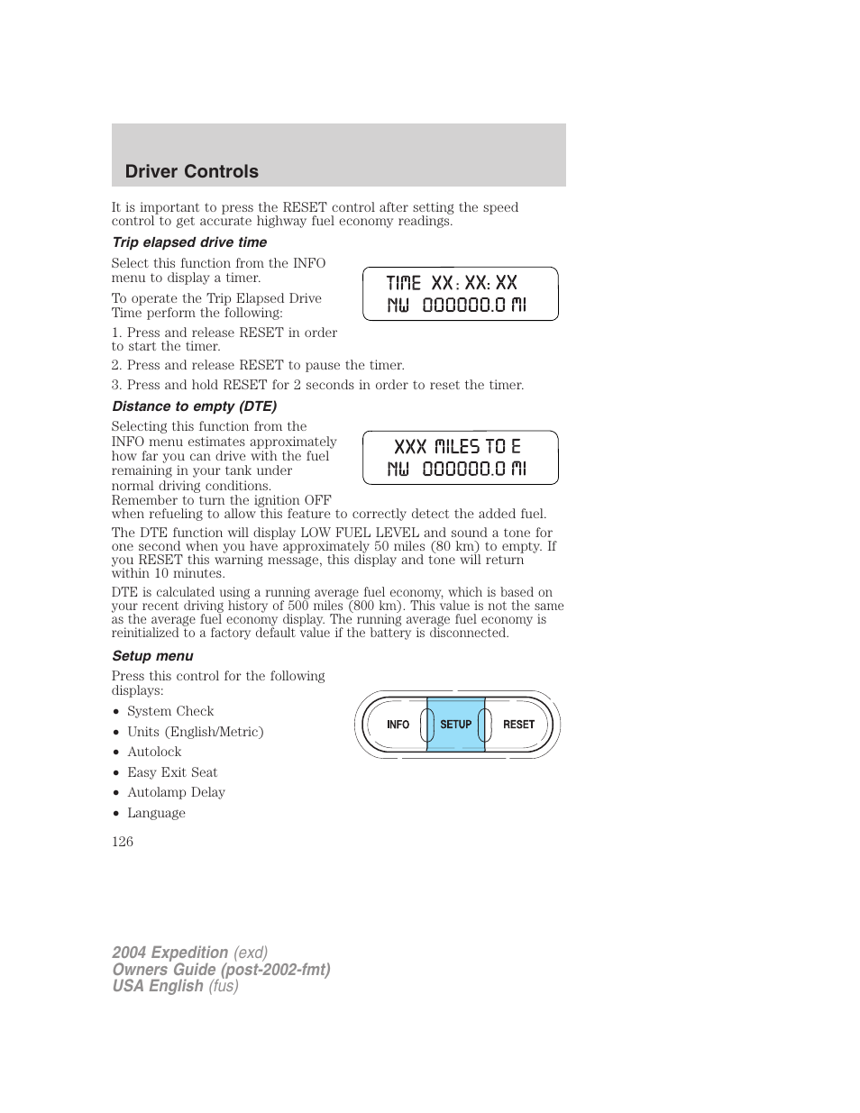 Driver controls | FORD 2004 Expedition v.3 User Manual | Page 126 / 360