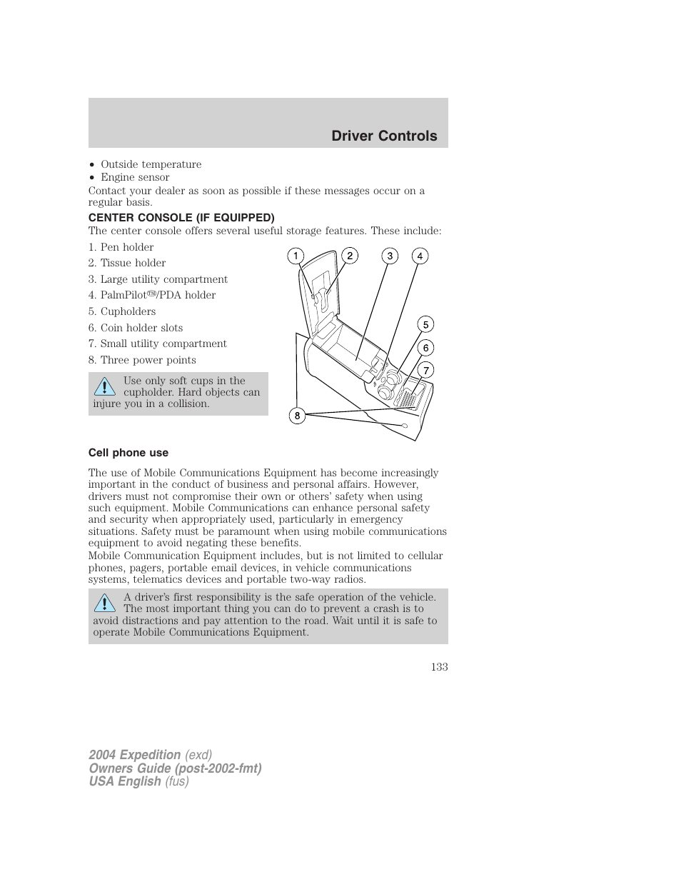 Driver controls | FORD 2004 Expedition v.3 User Manual | Page 133 / 360