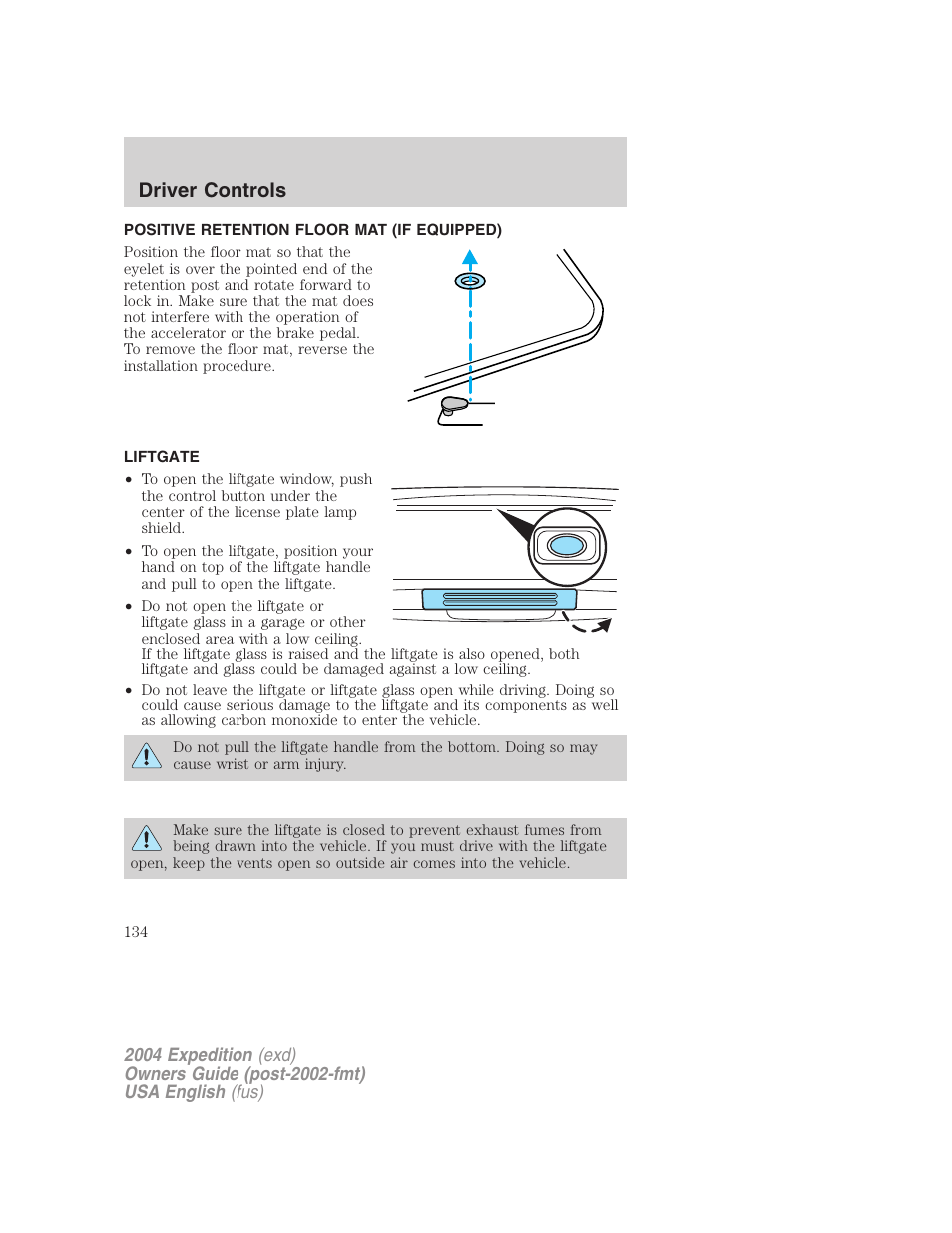 Driver controls | FORD 2004 Expedition v.3 User Manual | Page 134 / 360