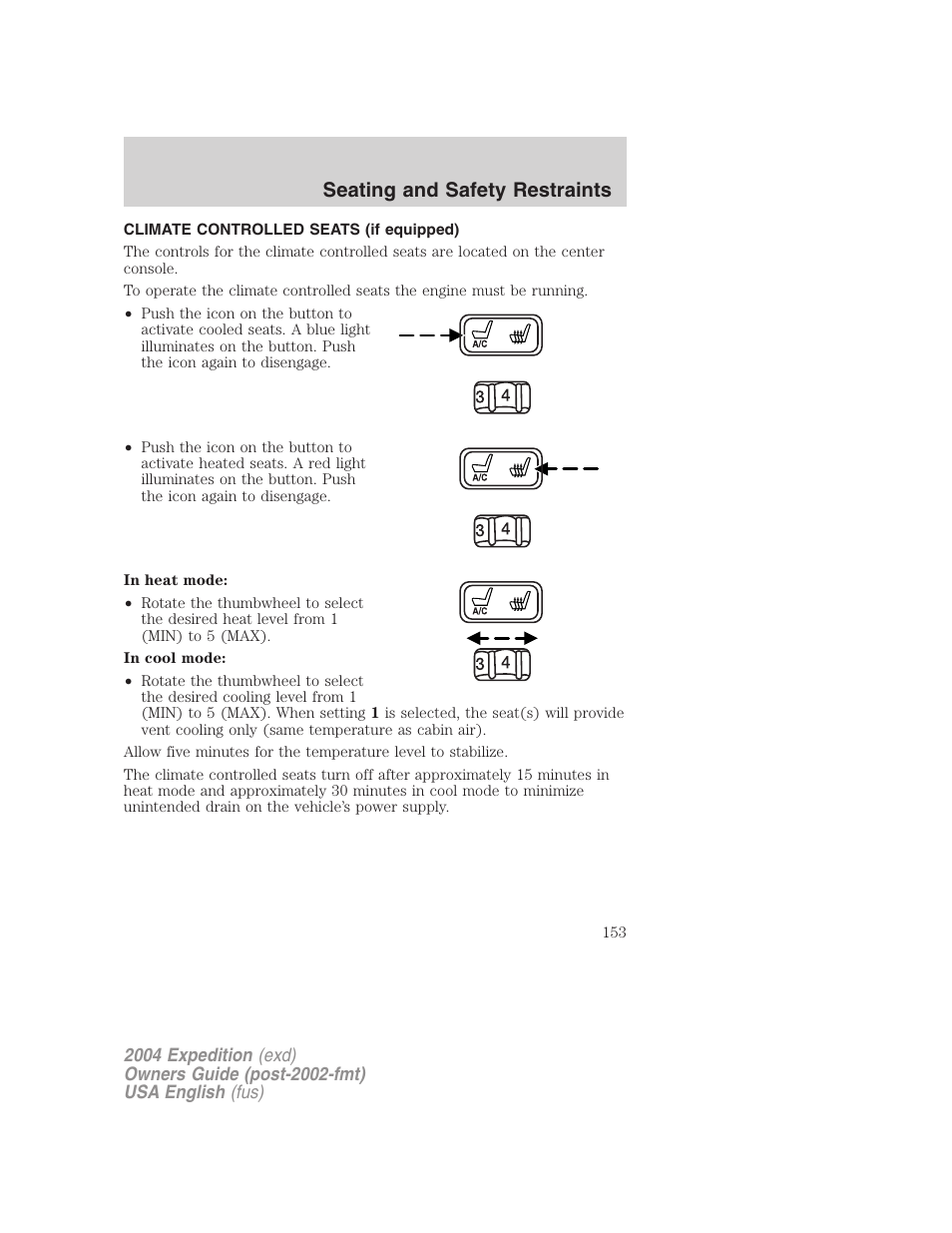 Seating and safety restraints | FORD 2004 Expedition v.3 User Manual | Page 153 / 360