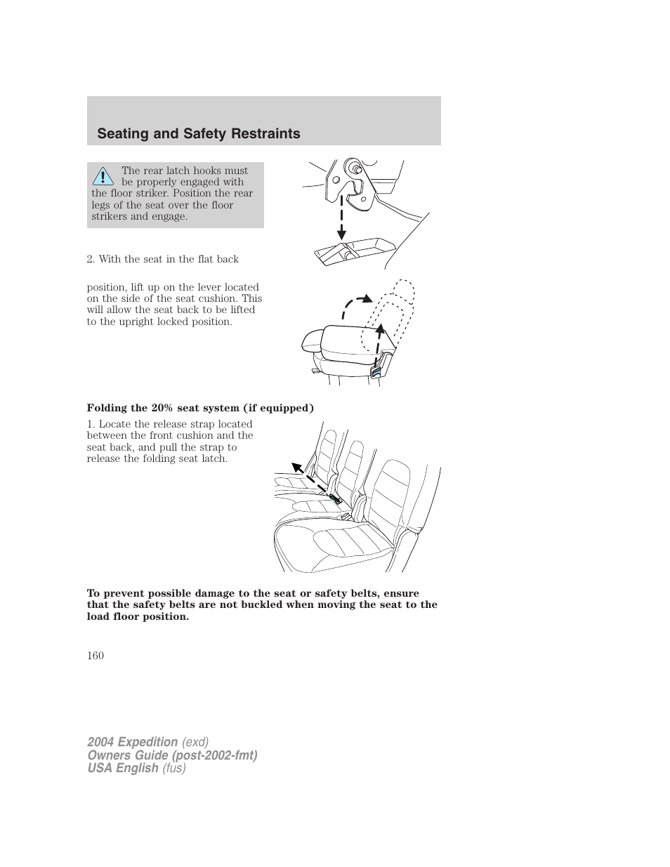 Seating and safety restraints | FORD 2004 Expedition v.3 User Manual | Page 160 / 360