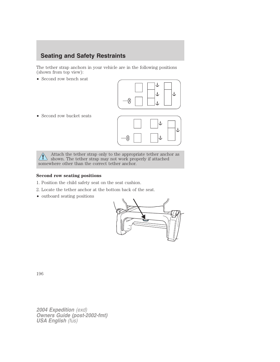 Seating and safety restraints | FORD 2004 Expedition v.3 User Manual | Page 196 / 360