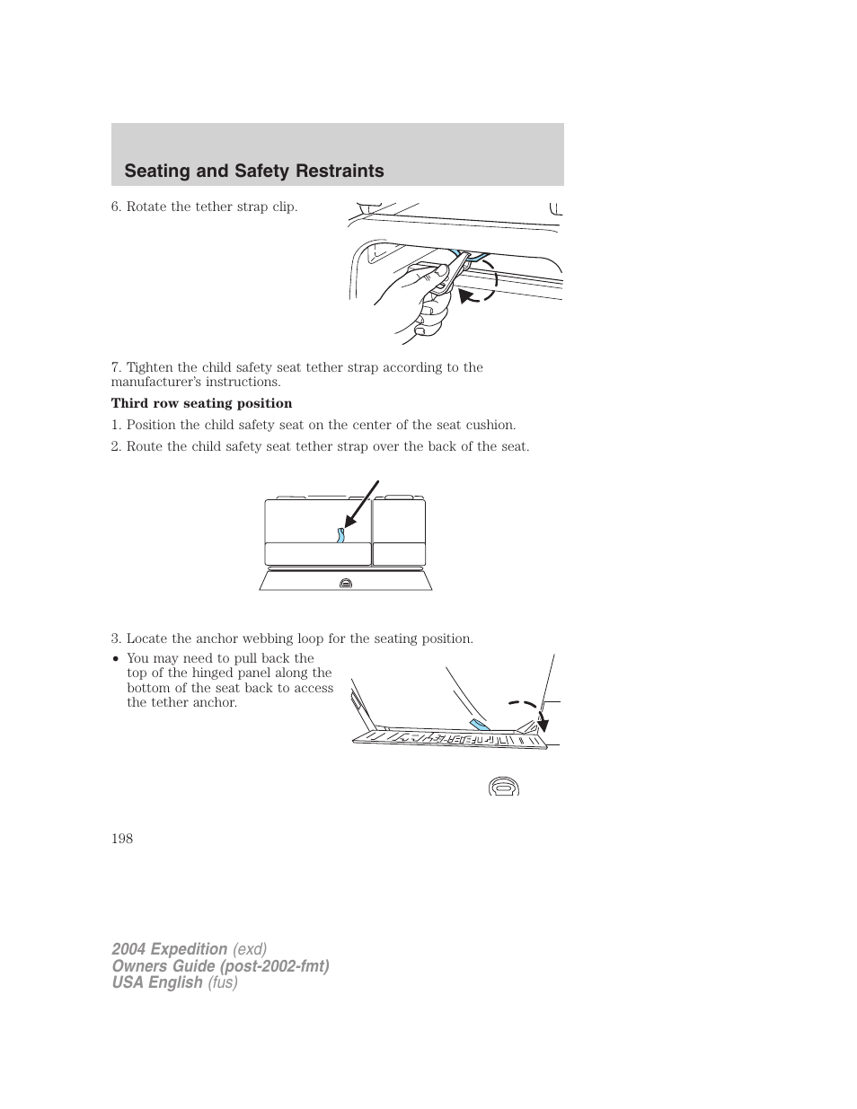 Seating and safety restraints | FORD 2004 Expedition v.3 User Manual | Page 198 / 360