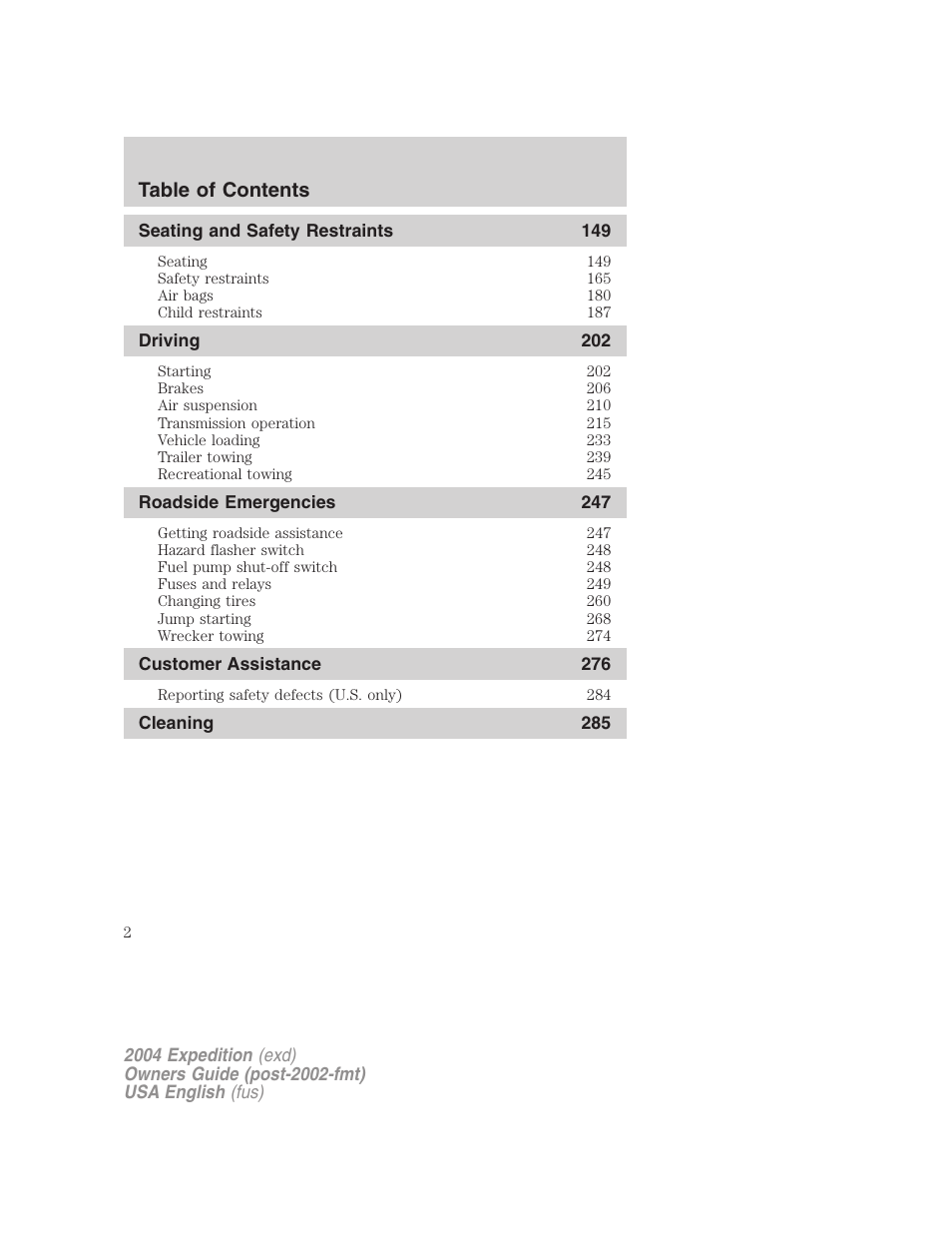 FORD 2004 Expedition v.3 User Manual | Page 2 / 360