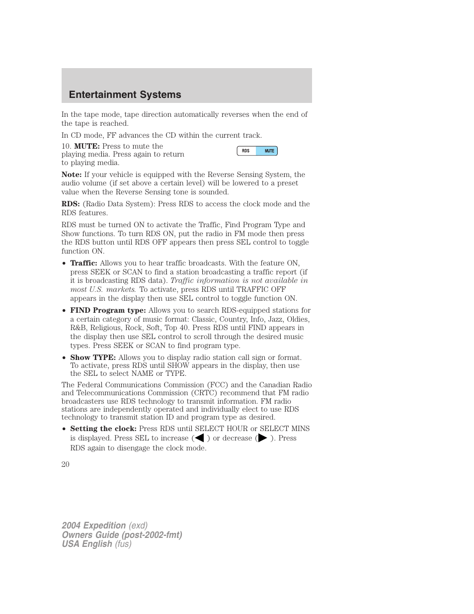 Entertainment systems | FORD 2004 Expedition v.3 User Manual | Page 20 / 360