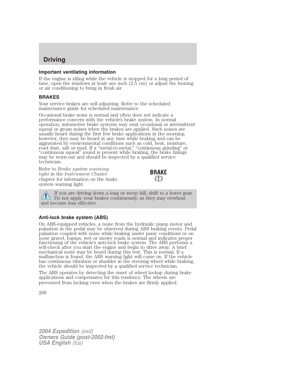 Driving | FORD 2004 Expedition v.3 User Manual | Page 206 / 360