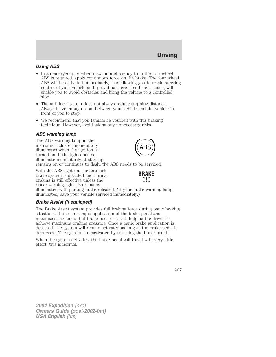 Driving | FORD 2004 Expedition v.3 User Manual | Page 207 / 360