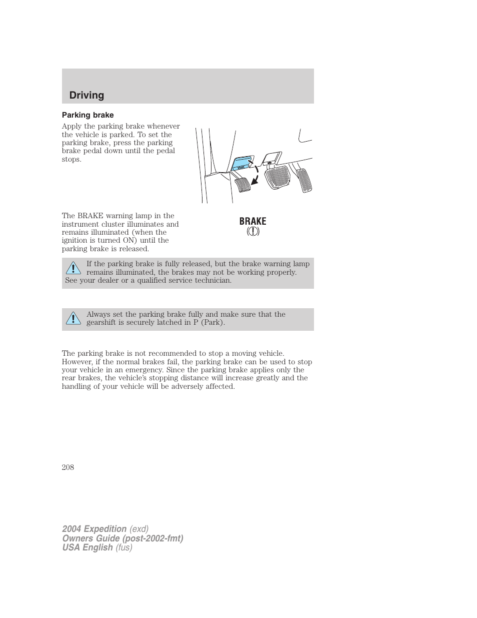 Driving | FORD 2004 Expedition v.3 User Manual | Page 208 / 360
