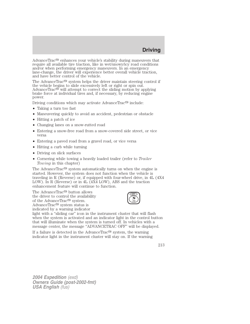 Driving | FORD 2004 Expedition v.3 User Manual | Page 213 / 360
