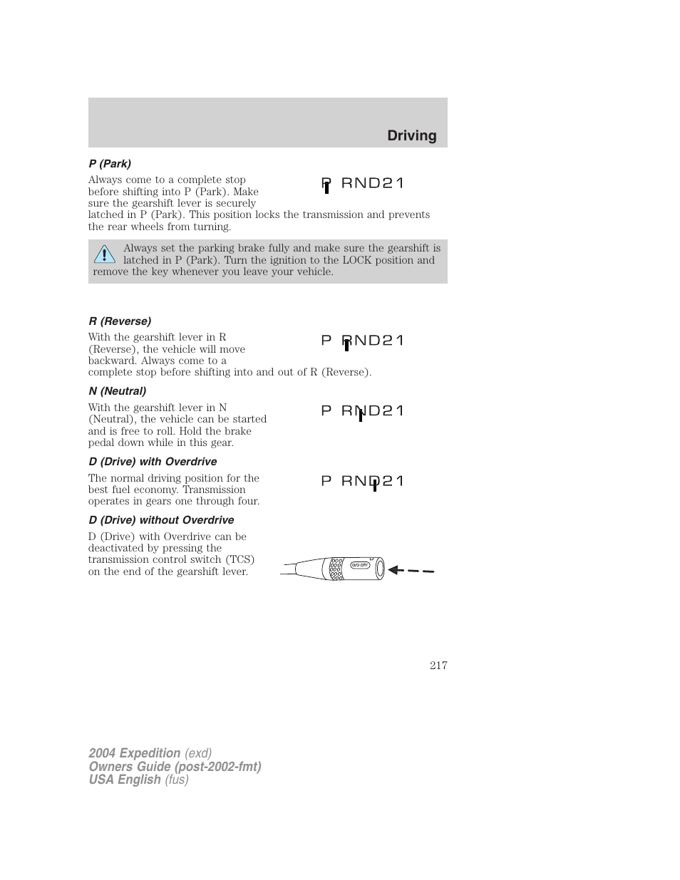 Driving | FORD 2004 Expedition v.3 User Manual | Page 217 / 360