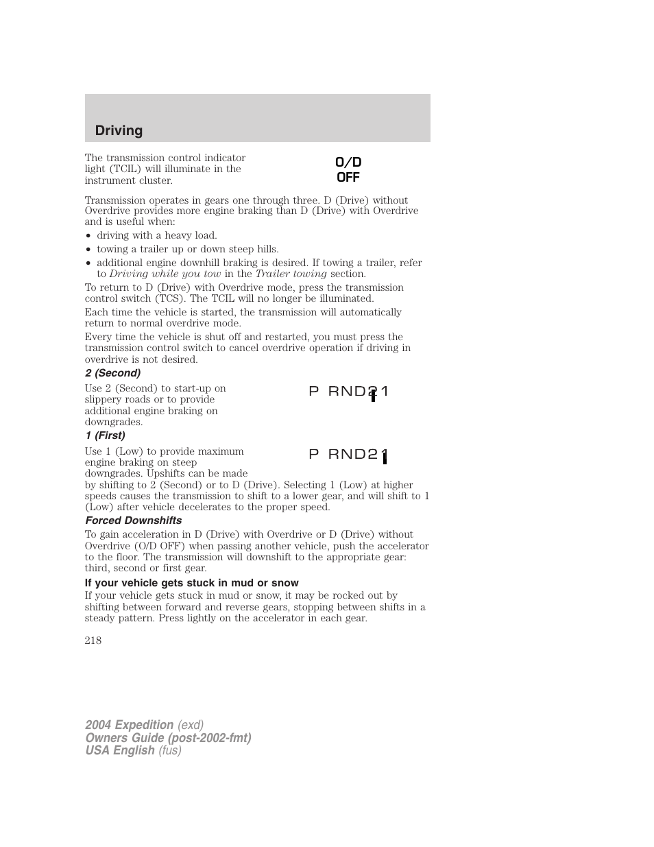 Driving | FORD 2004 Expedition v.3 User Manual | Page 218 / 360