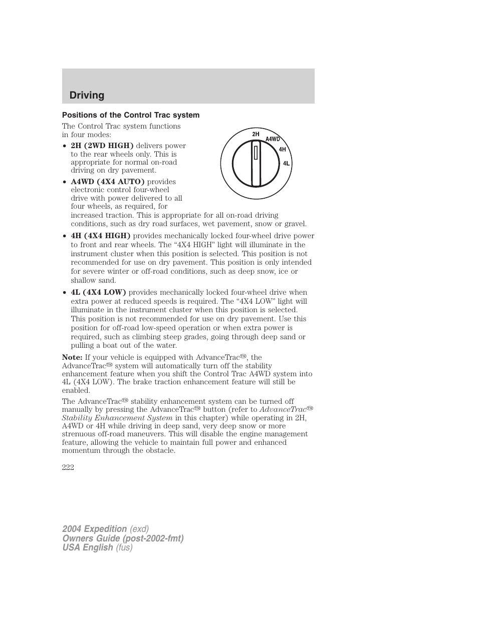 Driving | FORD 2004 Expedition v.3 User Manual | Page 222 / 360