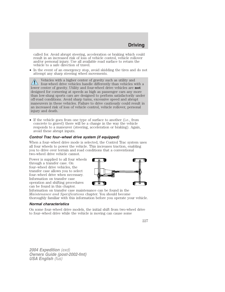 Driving | FORD 2004 Expedition v.3 User Manual | Page 227 / 360