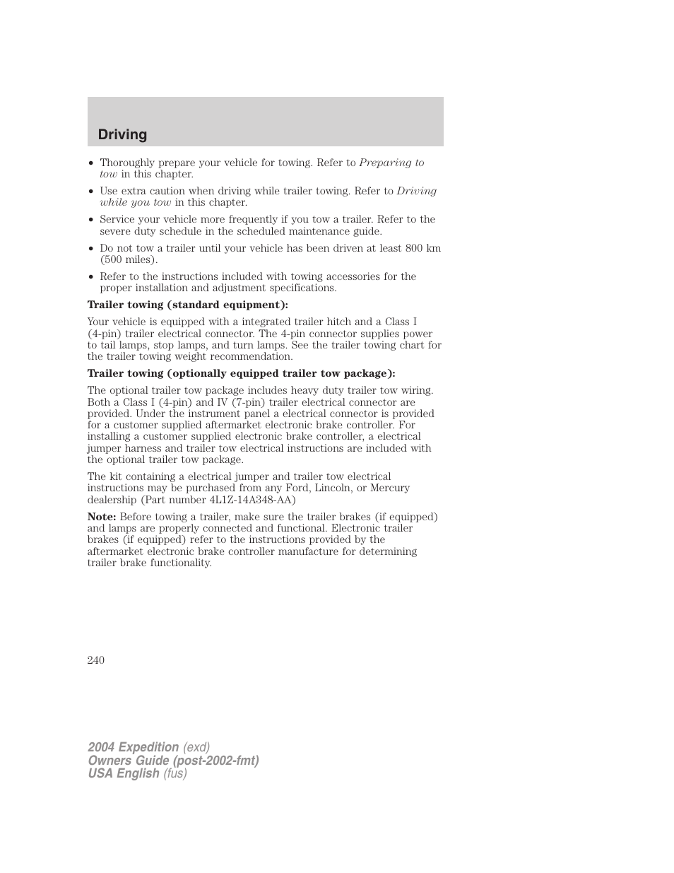 Driving | FORD 2004 Expedition v.3 User Manual | Page 240 / 360