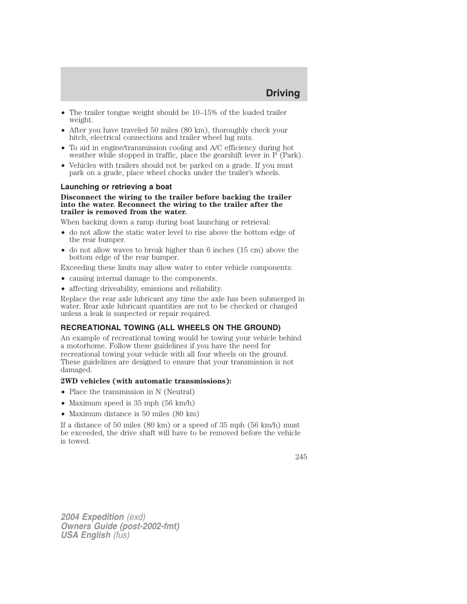Driving | FORD 2004 Expedition v.3 User Manual | Page 245 / 360