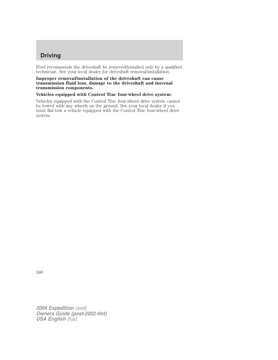 Driving | FORD 2004 Expedition v.3 User Manual | Page 246 / 360