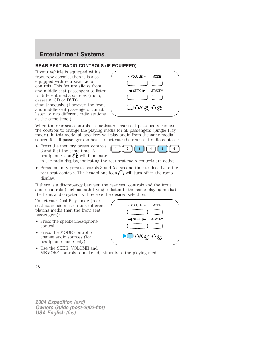 Entertainment systems | FORD 2004 Expedition v.3 User Manual | Page 28 / 360