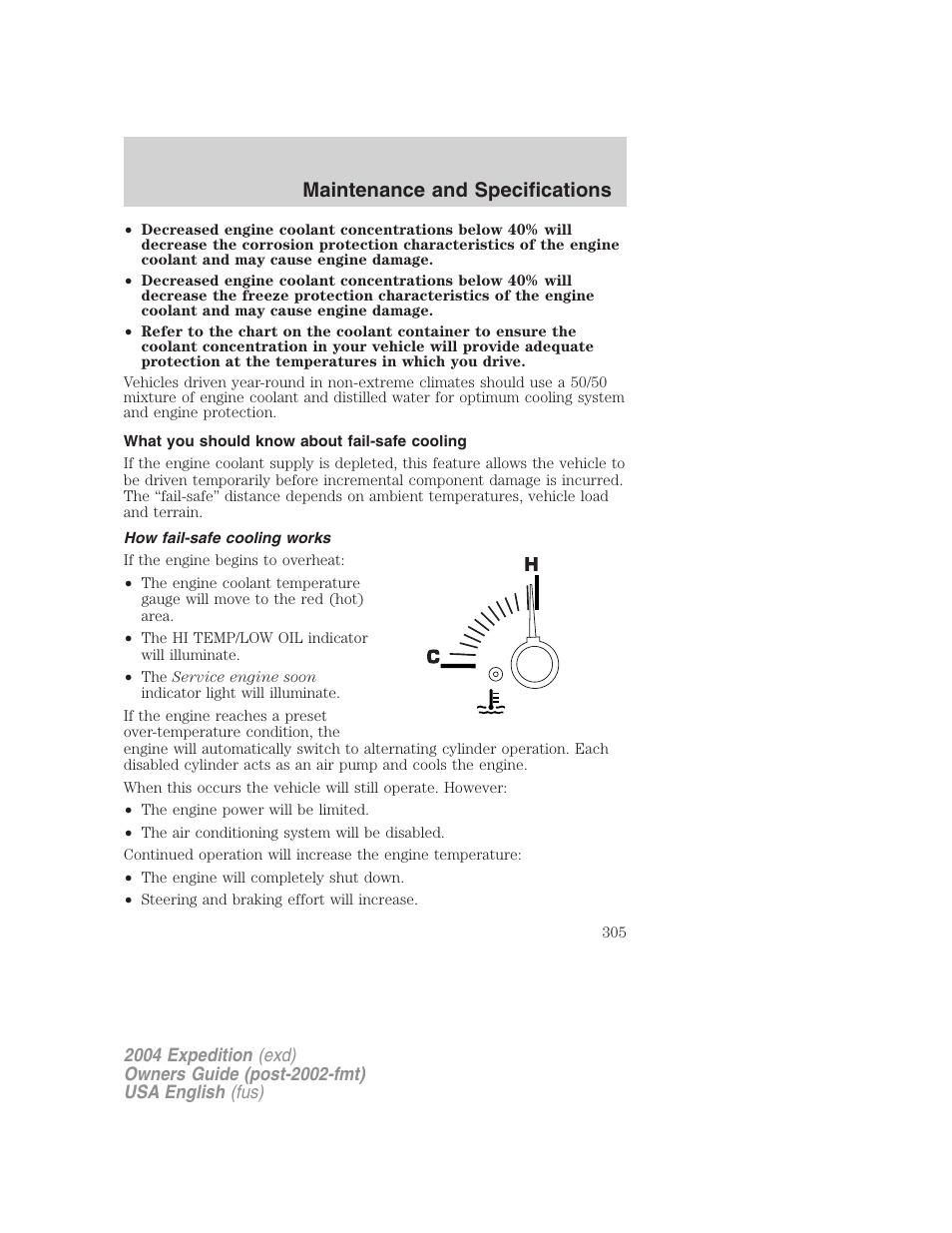 Maintenance and specifications | FORD 2004 Expedition v.3 User Manual | Page 305 / 360