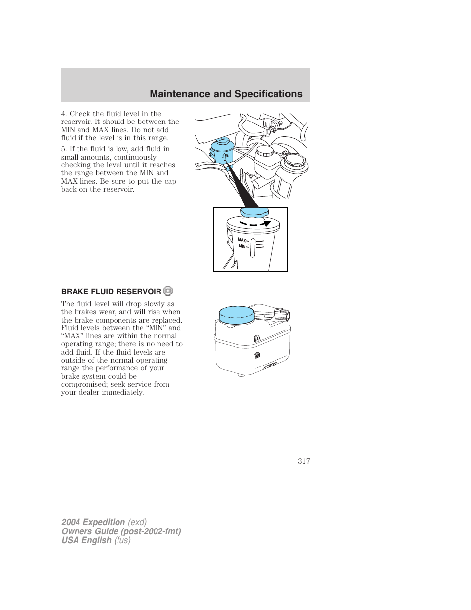 Maintenance and specifications | FORD 2004 Expedition v.3 User Manual | Page 317 / 360