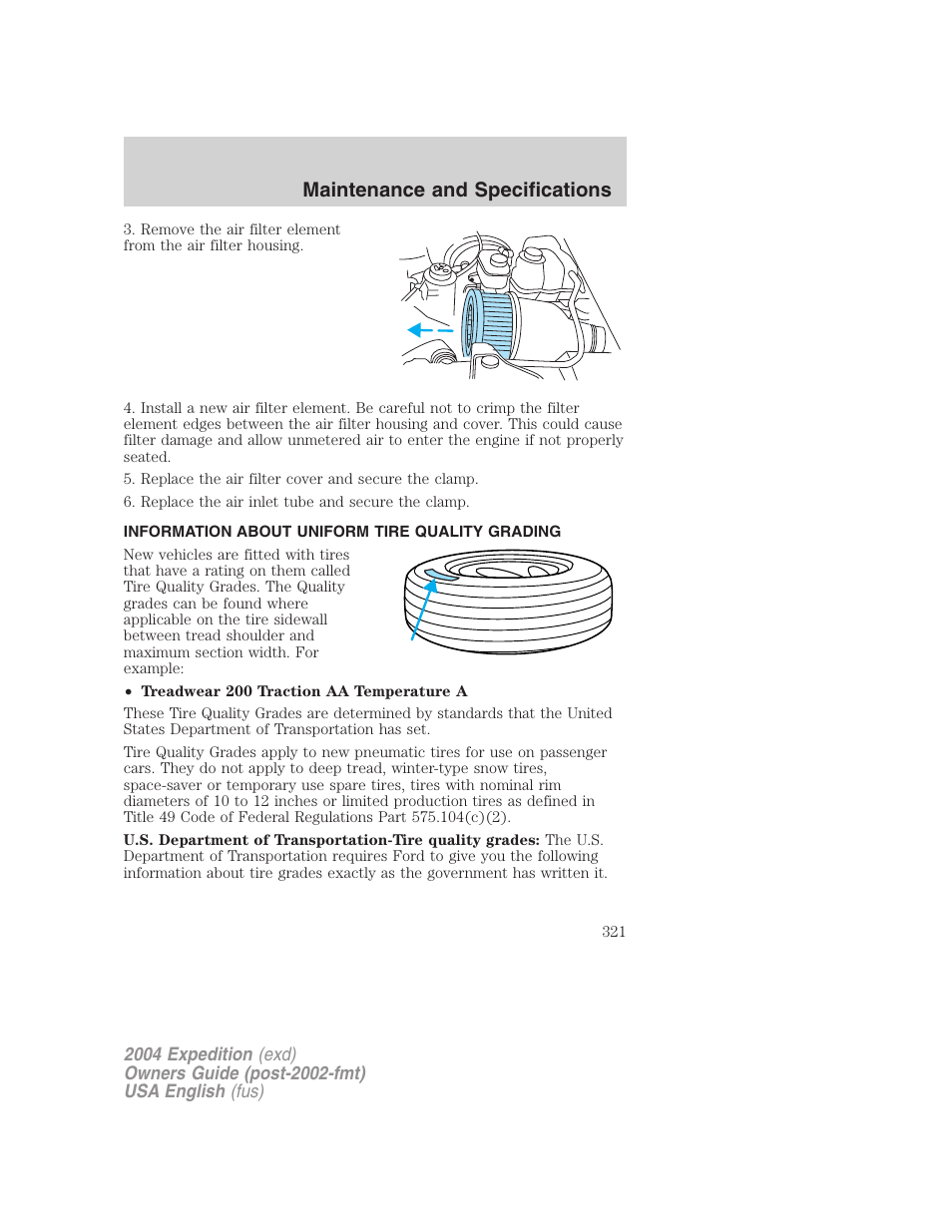 Maintenance and specifications | FORD 2004 Expedition v.3 User Manual | Page 321 / 360