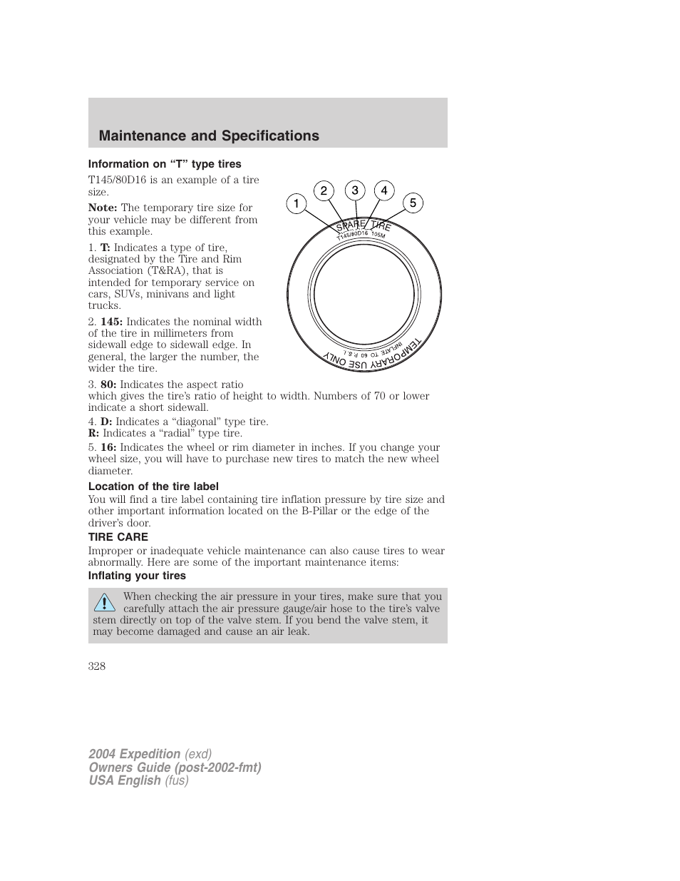 Maintenance and specifications | FORD 2004 Expedition v.3 User Manual | Page 328 / 360