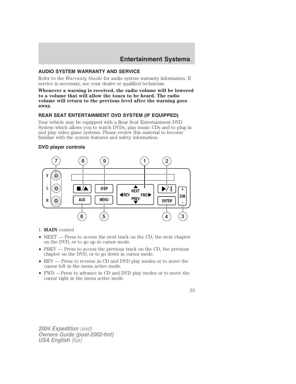 Entertainment systems | FORD 2004 Expedition v.3 User Manual | Page 33 / 360