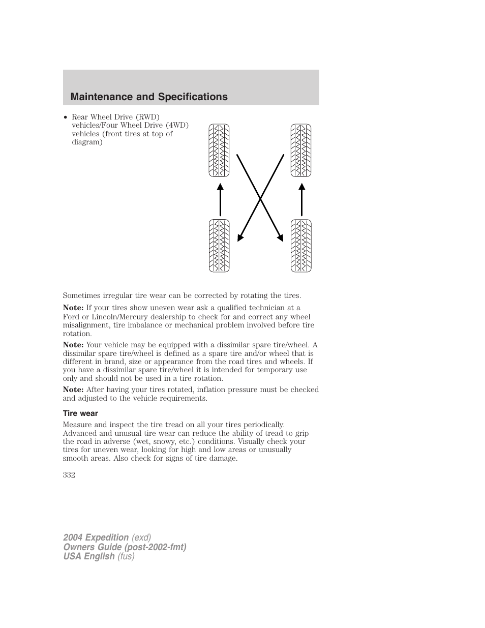 Maintenance and specifications | FORD 2004 Expedition v.3 User Manual | Page 332 / 360