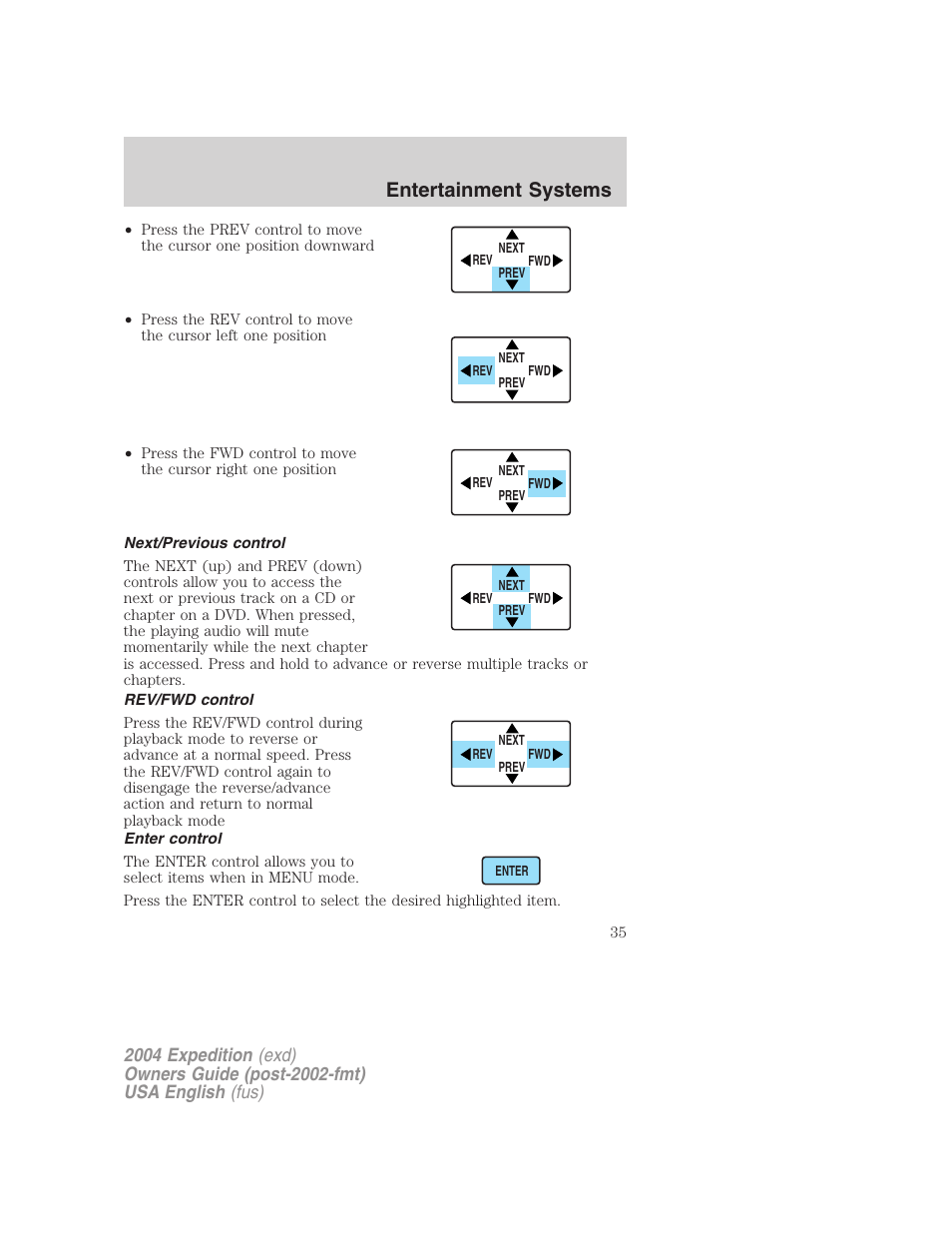 Entertainment systems | FORD 2004 Expedition v.3 User Manual | Page 35 / 360