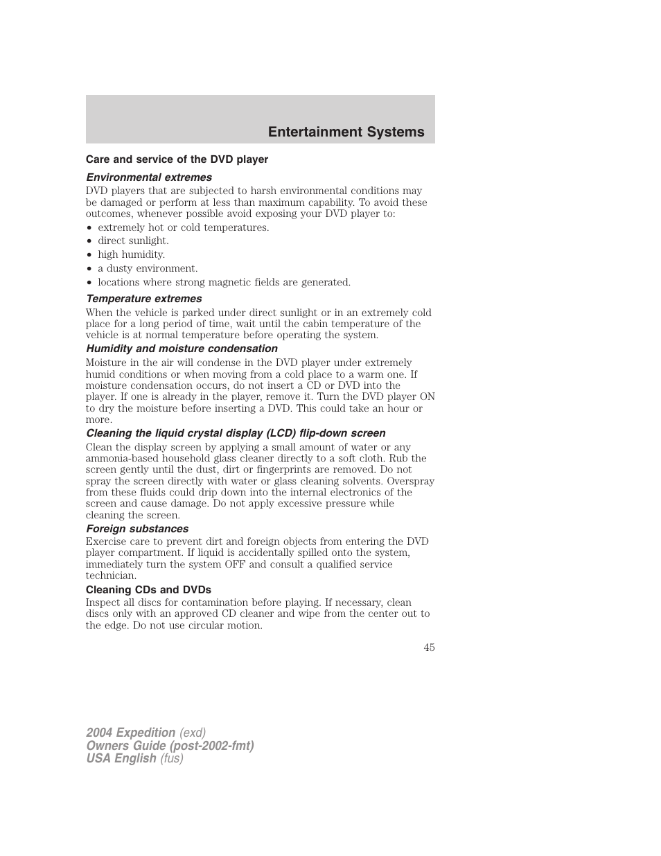 Entertainment systems | FORD 2004 Expedition v.3 User Manual | Page 45 / 360