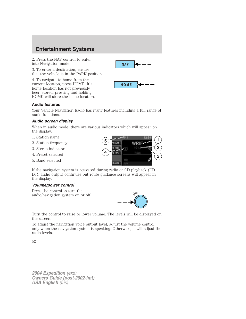 Entertainment systems | FORD 2004 Expedition v.3 User Manual | Page 52 / 360