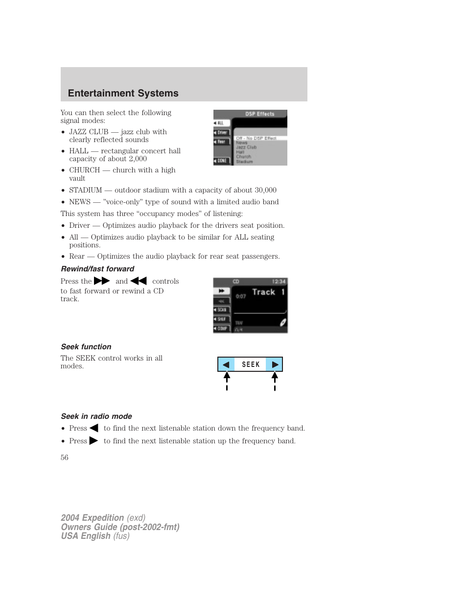 Entertainment systems | FORD 2004 Expedition v.3 User Manual | Page 56 / 360
